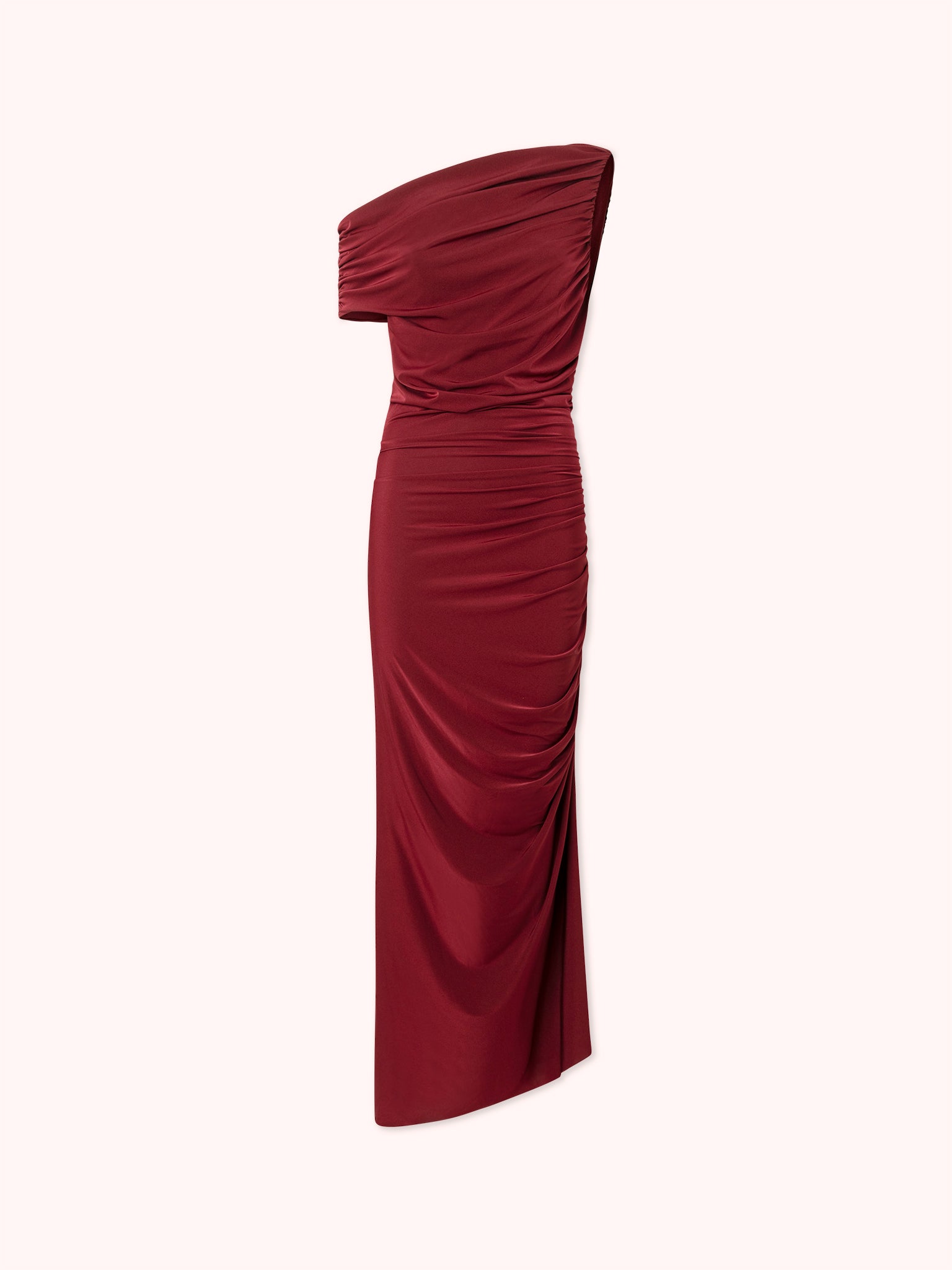 VESTIDO LARGO ASIMÉTRICO GRANATE