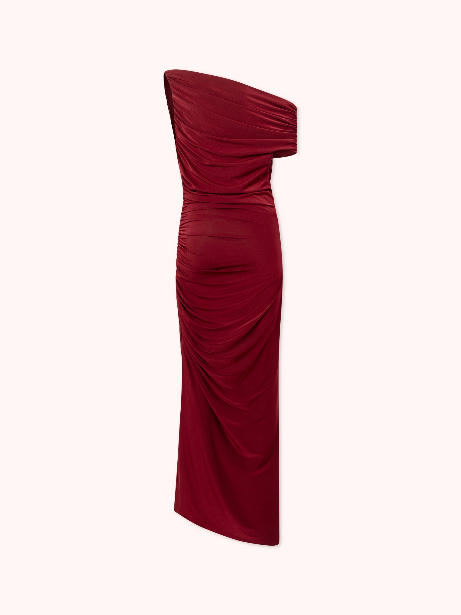 VESTIDO LARGO ASIMÉTRICO GRANATE