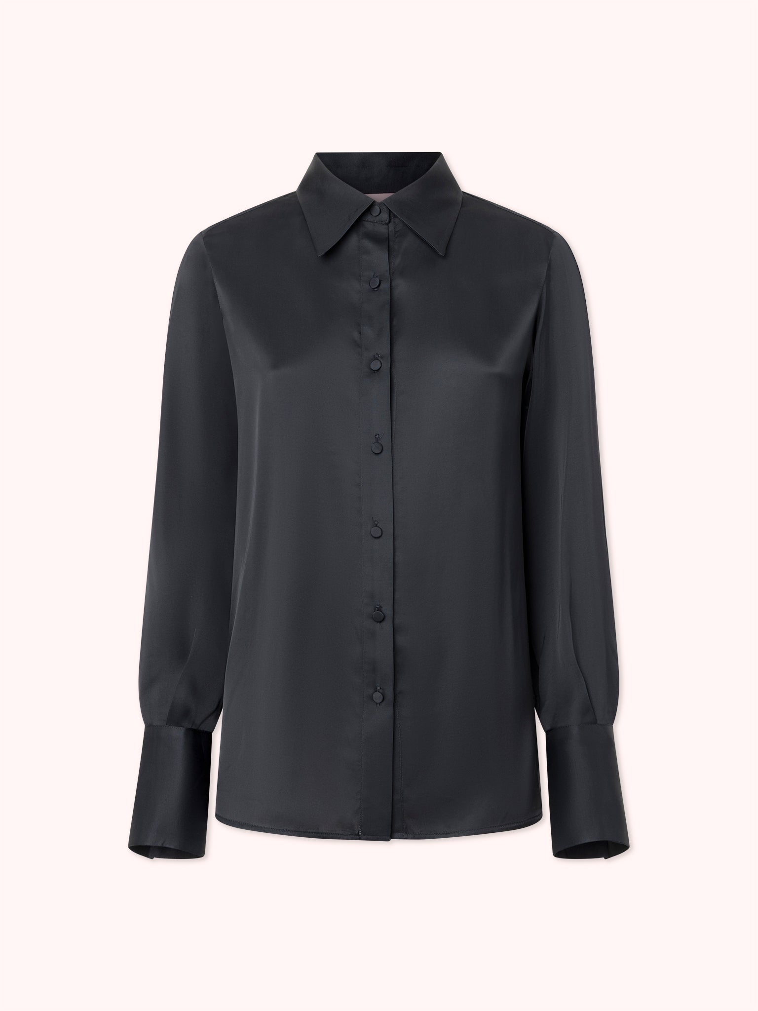 CAMISA SATINADA AZUL MARINO