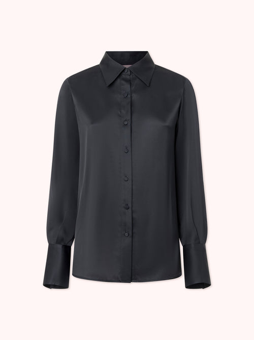 CAMISA SATINADA AZUL MARINO