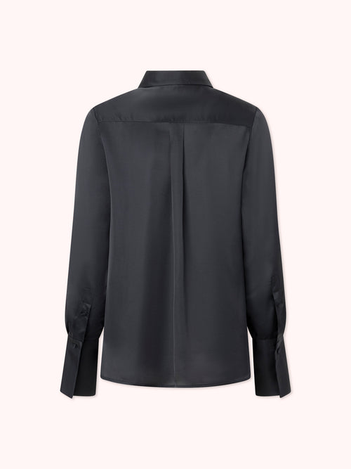 CAMISA SATINADA AZUL MARINO