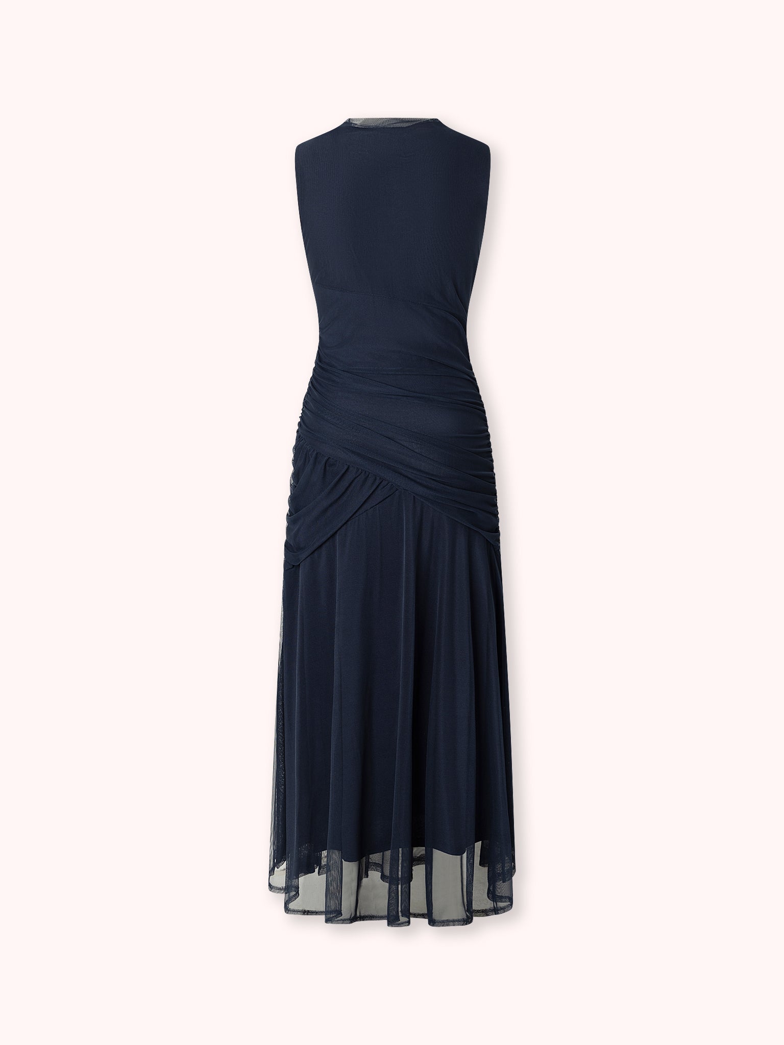 VESTIDO DE TUL DRAPEADO NAVY
