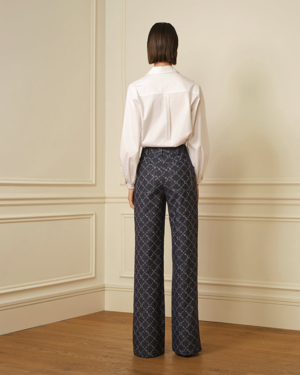 PANTALÓN RECTO FLORAL DENIM