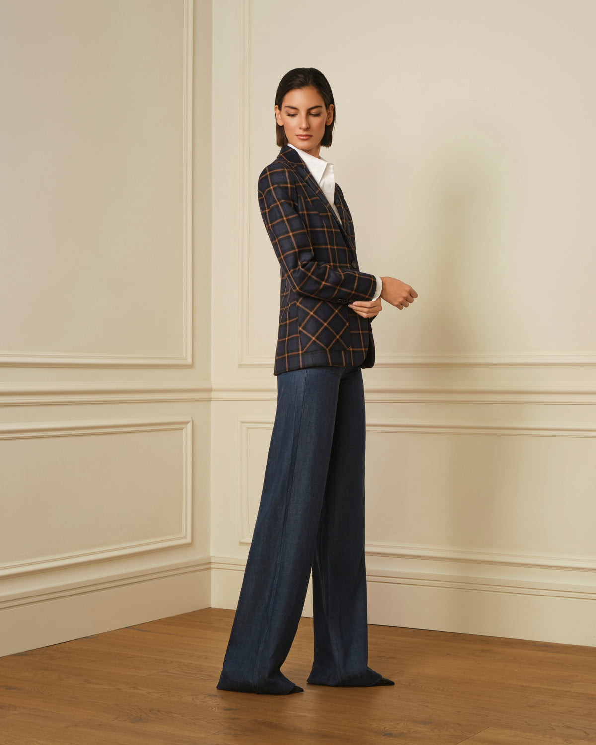 BLAZER DE CUADROS AZUL
