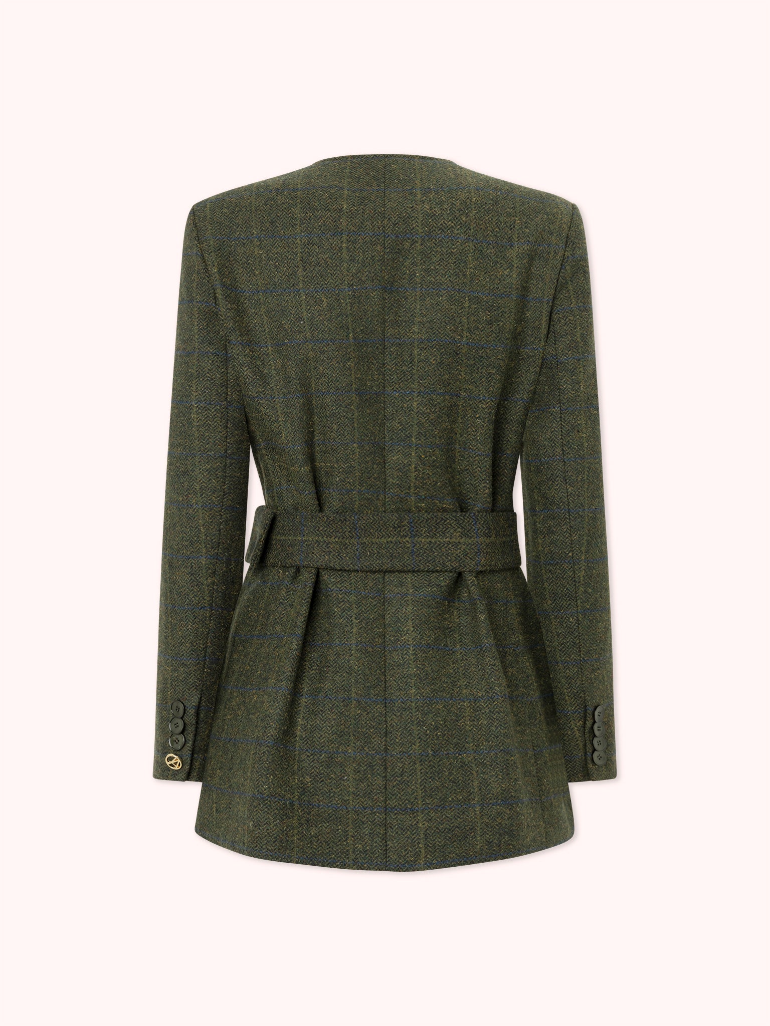 BLAZER DE LANA CON CINTURON Y BOLSILLOS CON TAPA