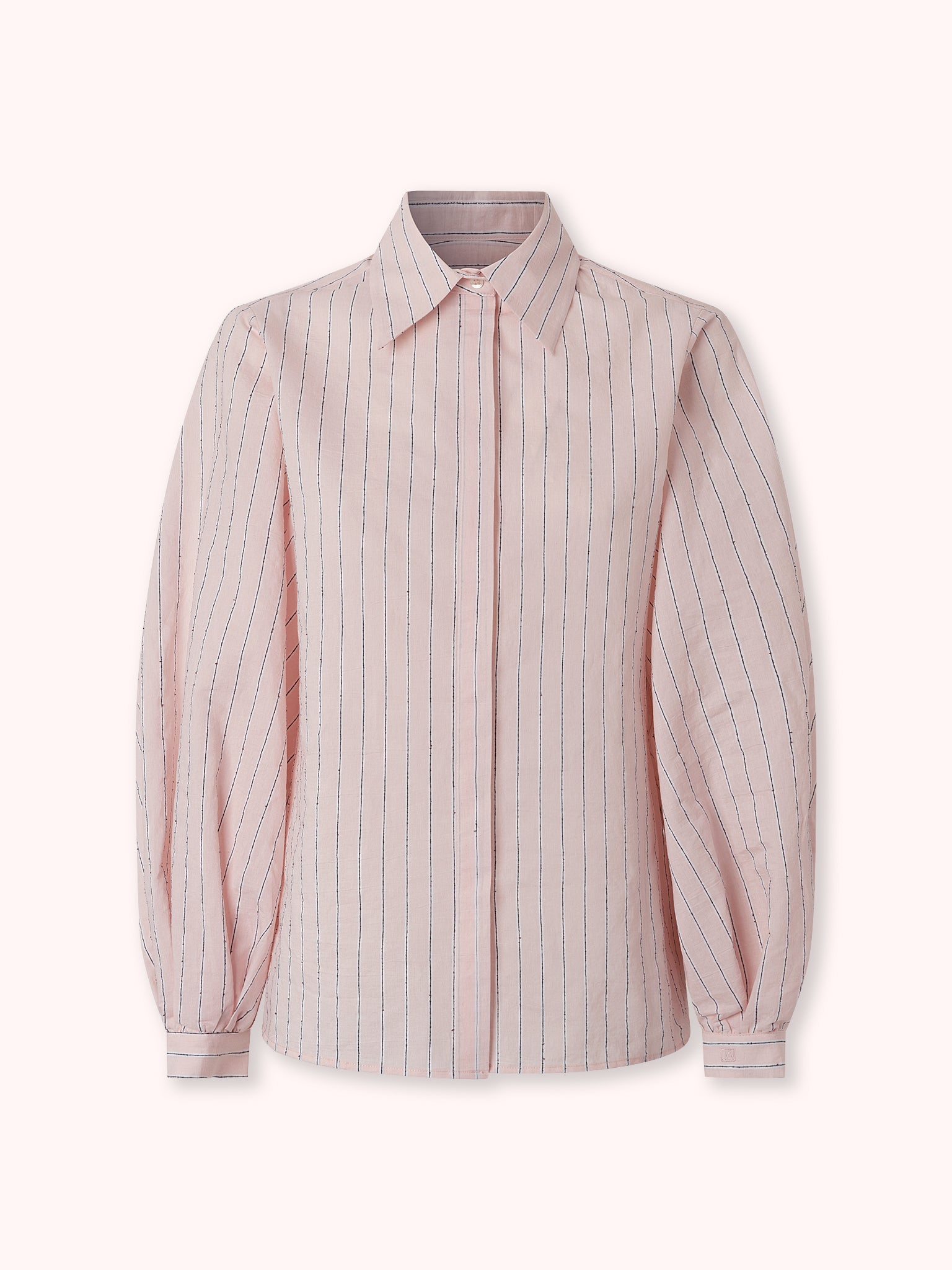 CAMISA DE MANGA ABULLONADA DE RAYAS ROSA