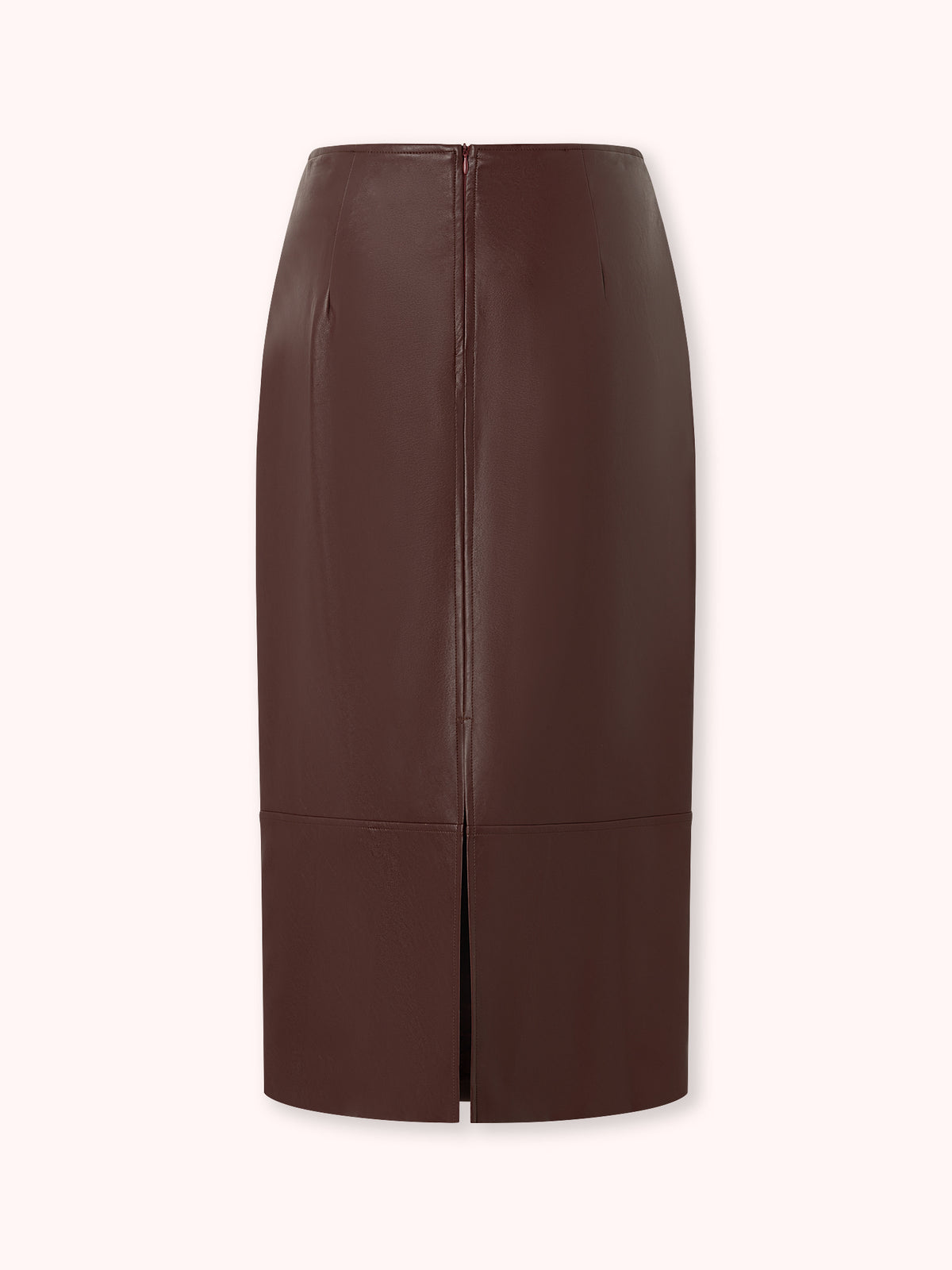FALDA MIDI CON BOLSILLOS EFECTO PIEL