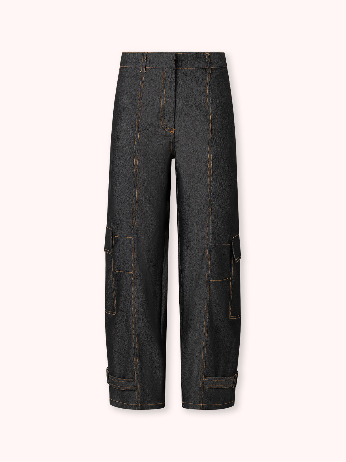 PANTALÓN CARGO CON COSTURAS VISTAS NEGRO