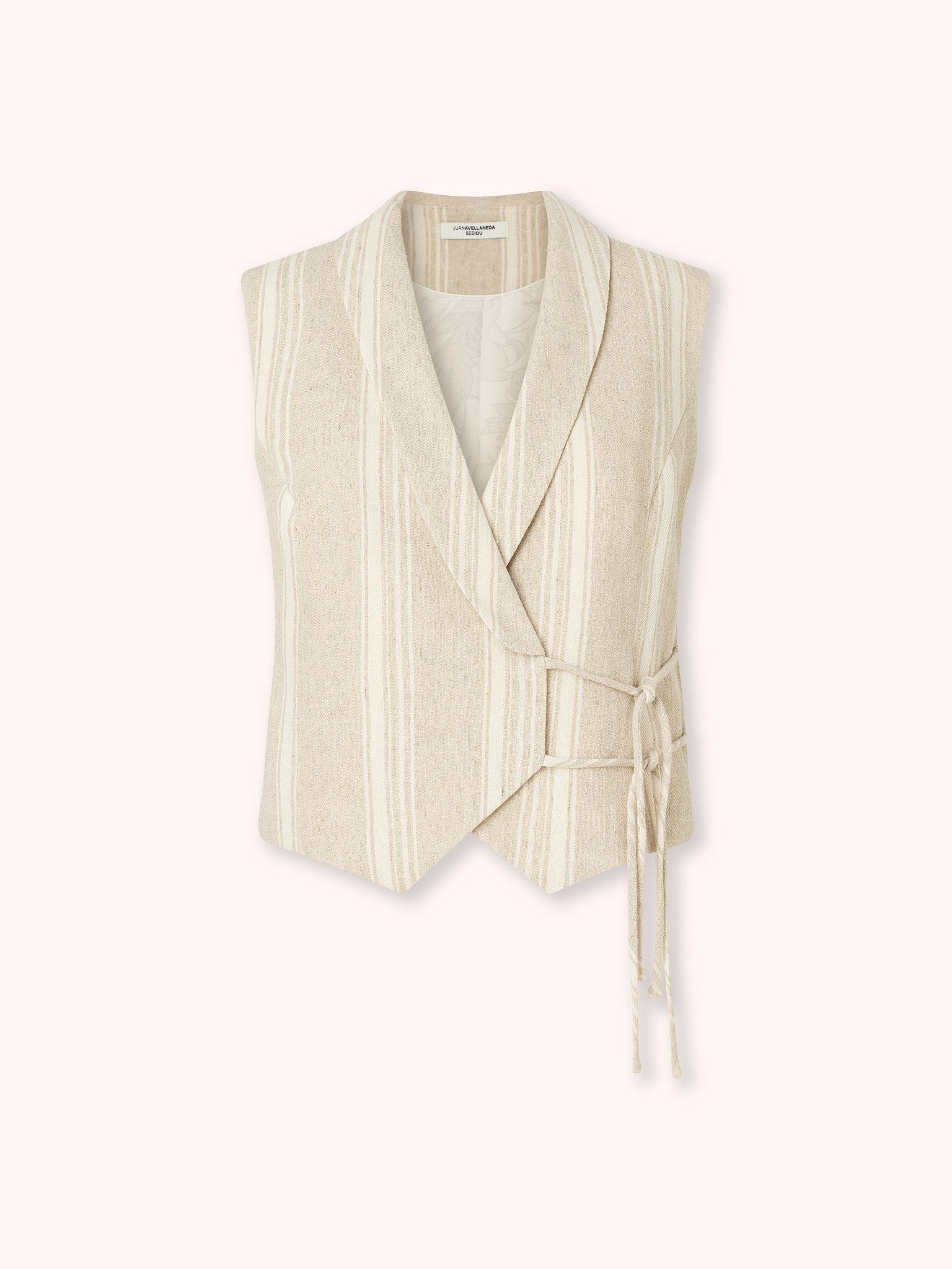 PRE-ORDER CHALECO CRUZADO DE RAYAS CRUDO