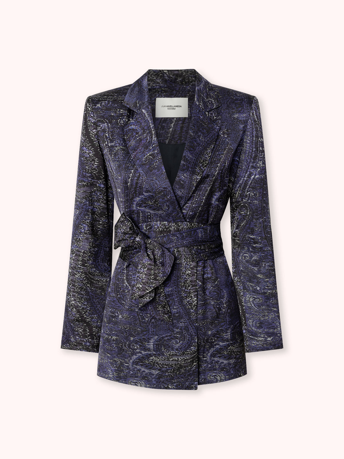BLAZER SATINADO ESTAMPADO AZUL