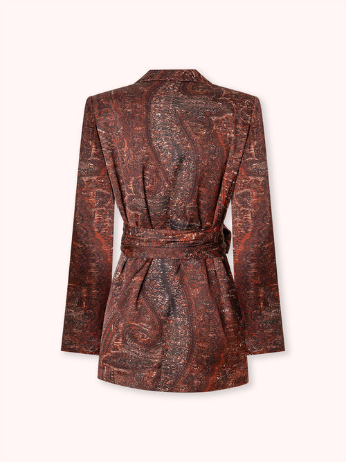 BLAZER SATINADO ESTAMPADO BURDEOS