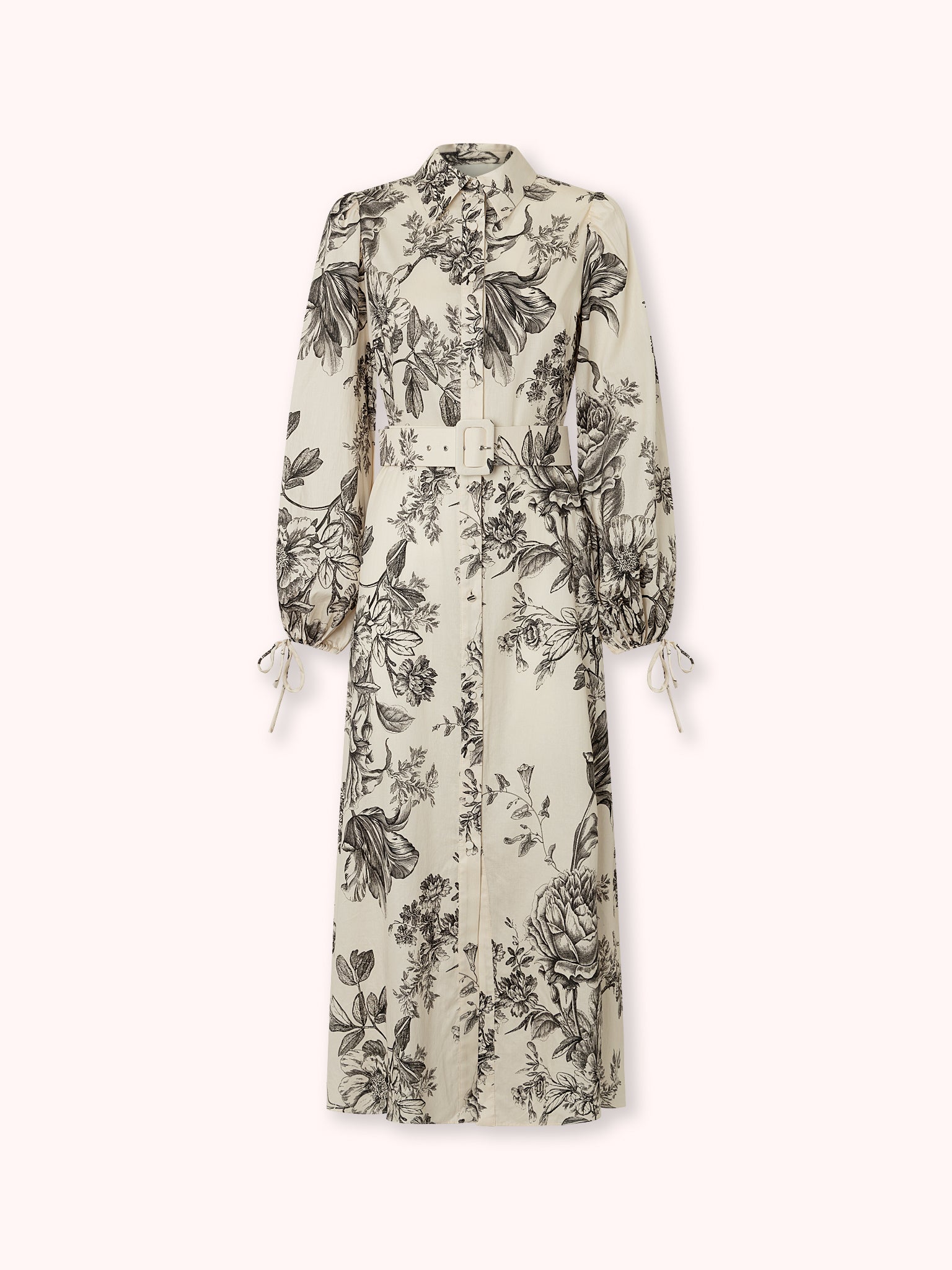 VESTIDO CAMISERO CON CINTURÓN ESTAMPADO NEGRO