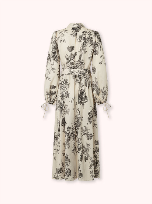 VESTIDO CAMISERO CON CINTURÓN ESTAMPADO NEGRO