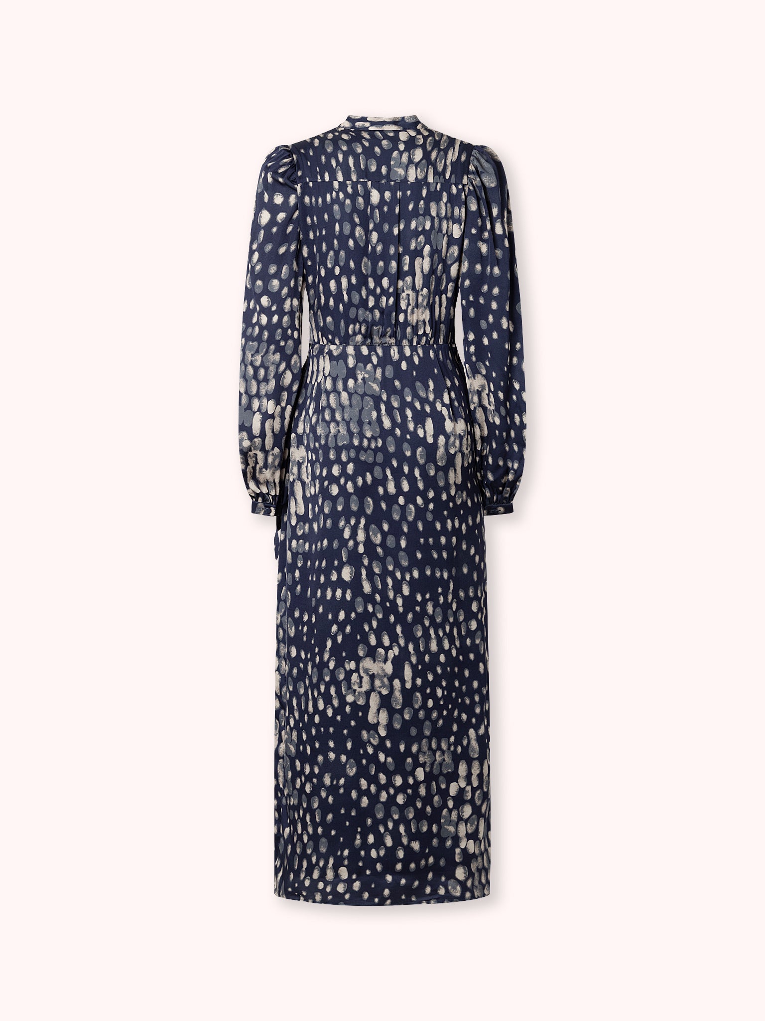 VESTIDO MIDI CRUZADO CON ESTAMPADO AZUL