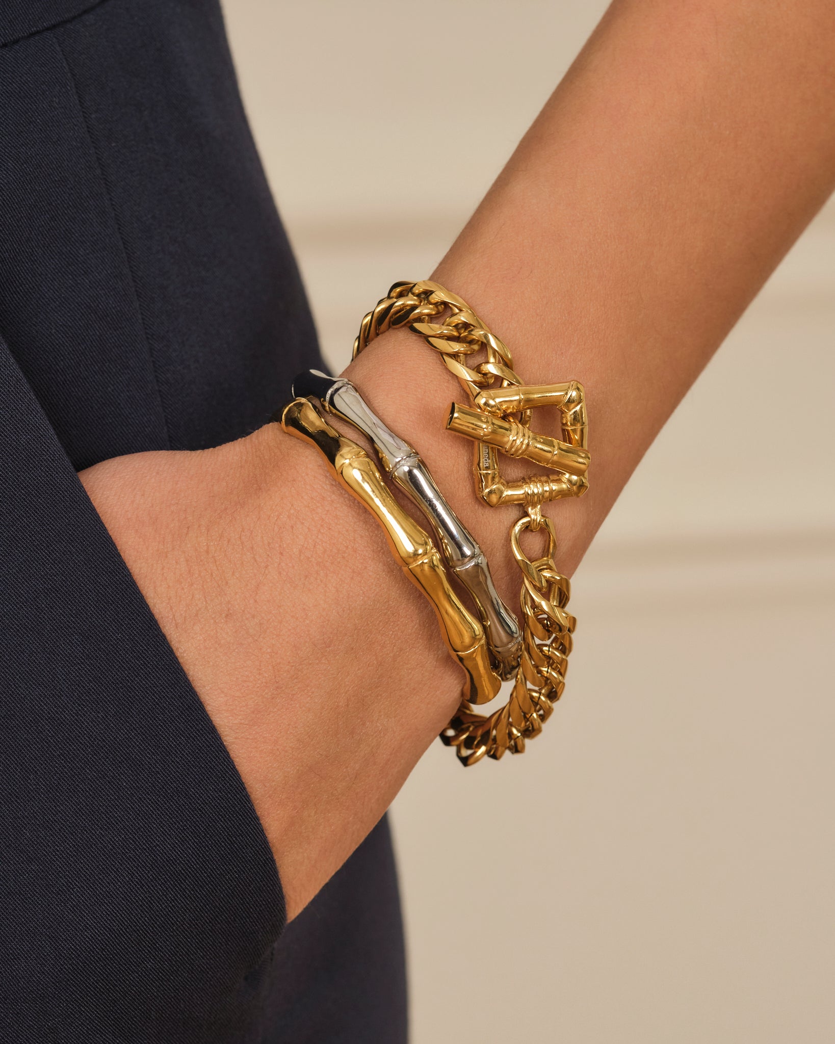 PULSERA CON CIERRE BAMBOO DORADO