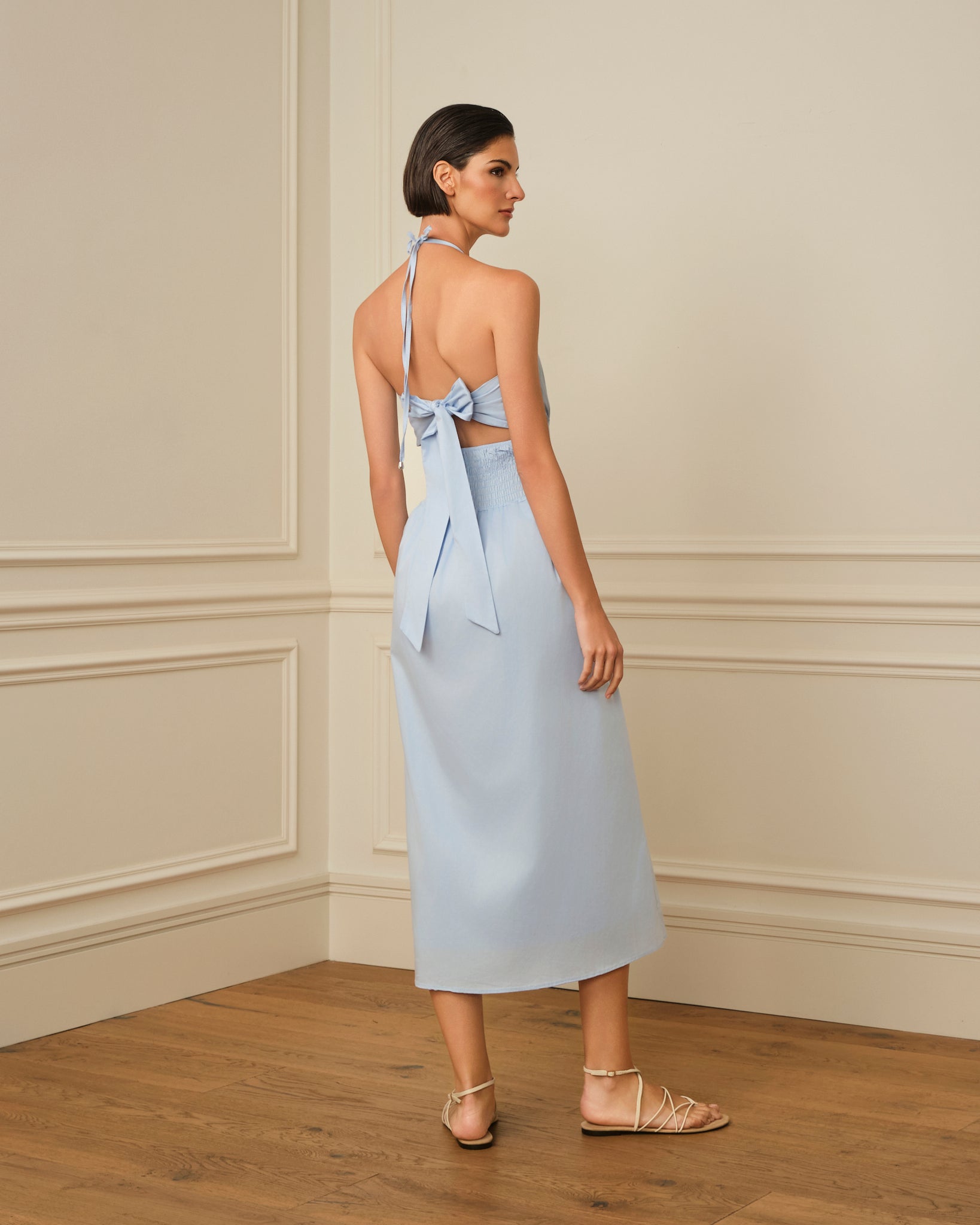 VESTIDO MIDI HALTER AZUL
