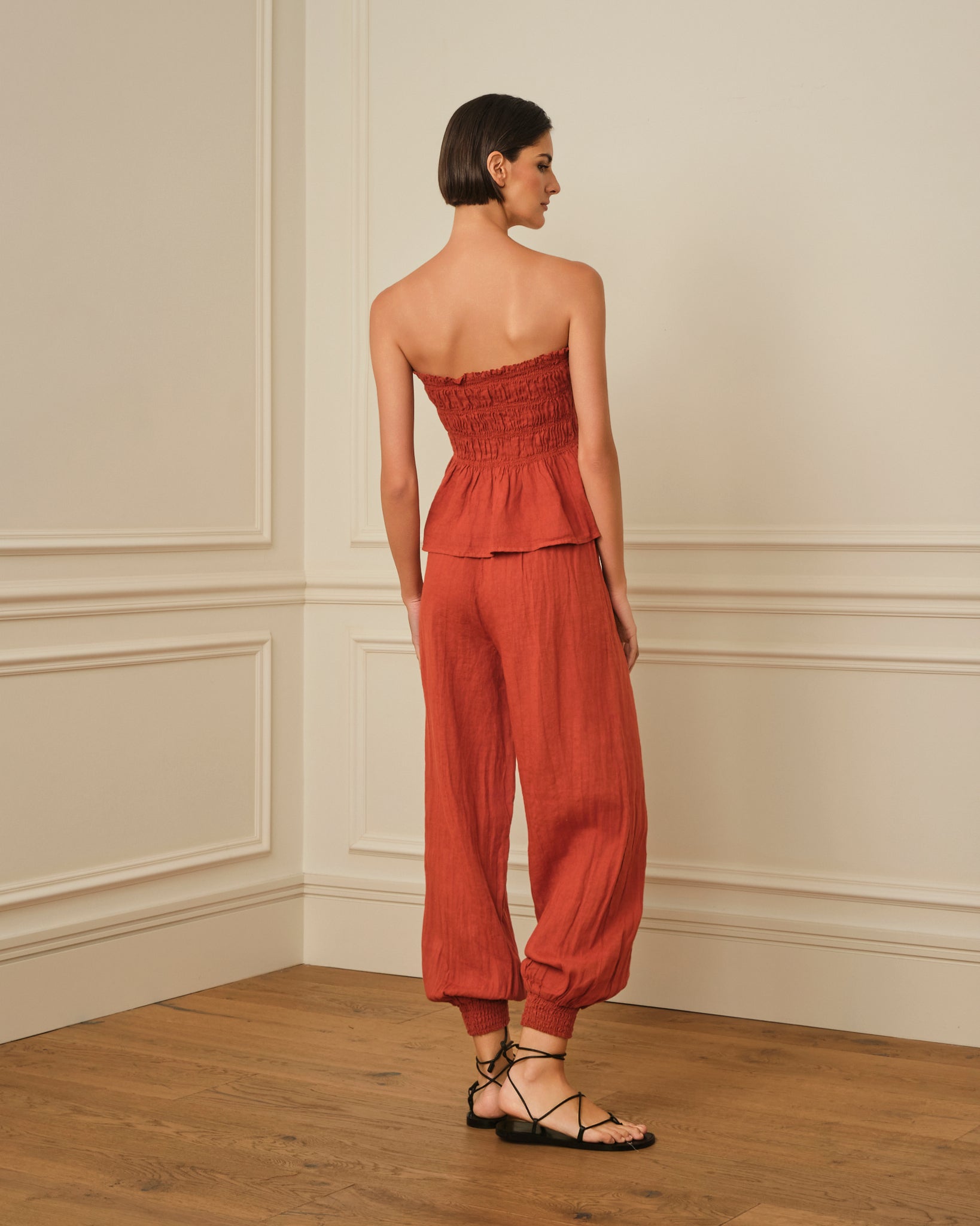 PANTALÓN BOMBACHO CINTURA ELÁSTICA TERRACOTA