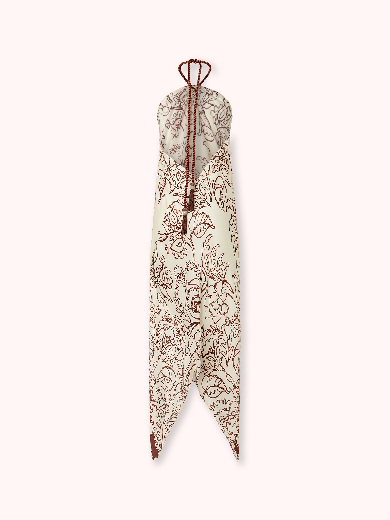 VESTIDO HALTER ASIMETRICO ESTAMPADO CRUDO