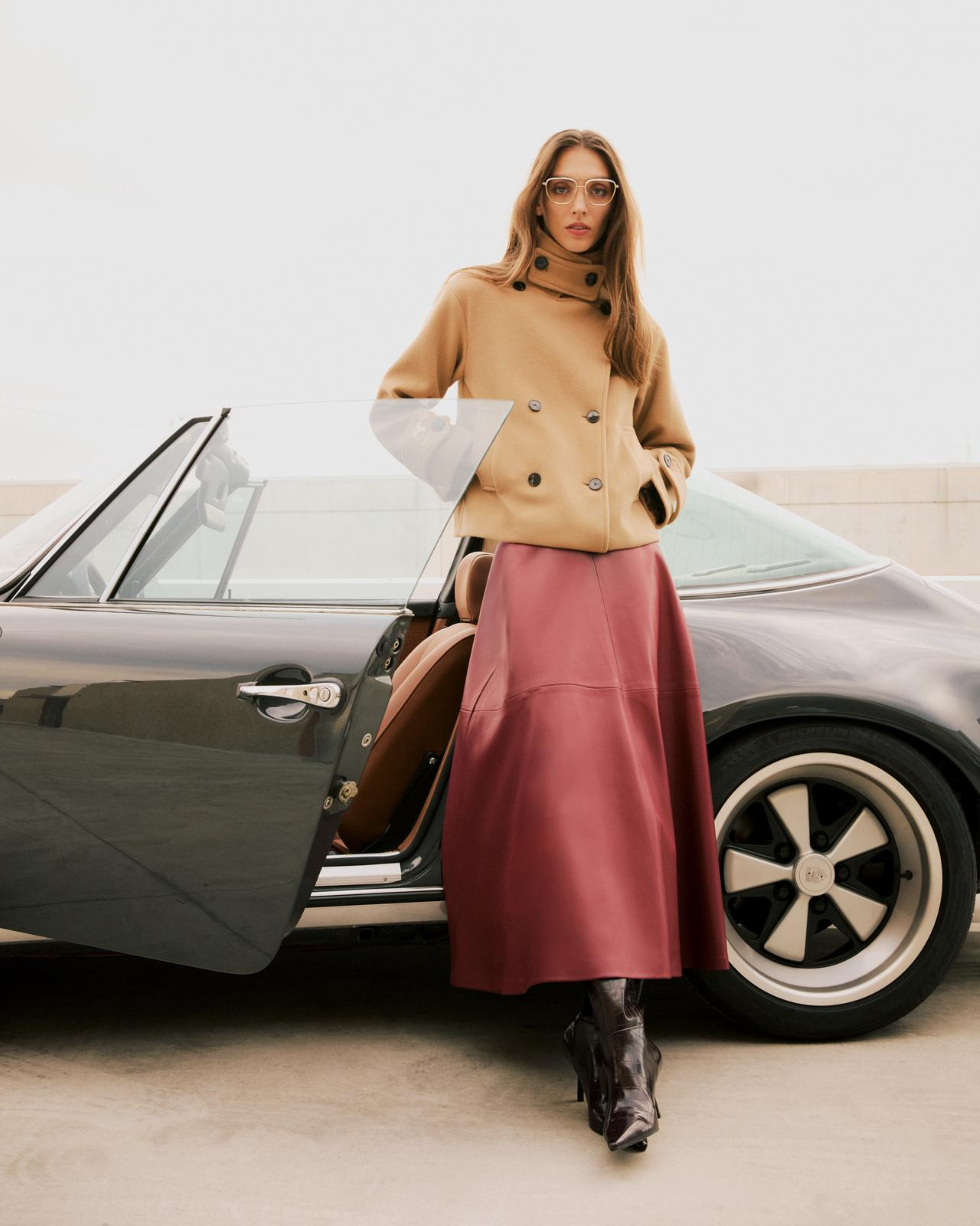 FALDA TOBILLERA EFECTO PIEL ROJO