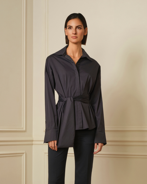 CAMISA CON CINTURÓN AZUL