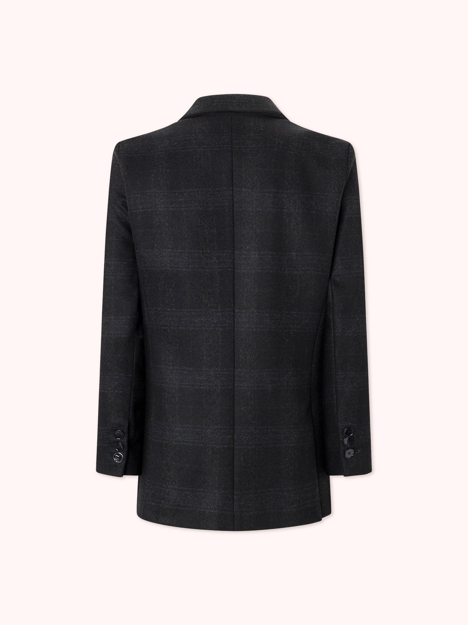 BLAZER CRUZADA DE CUADROS AZUL MARINO