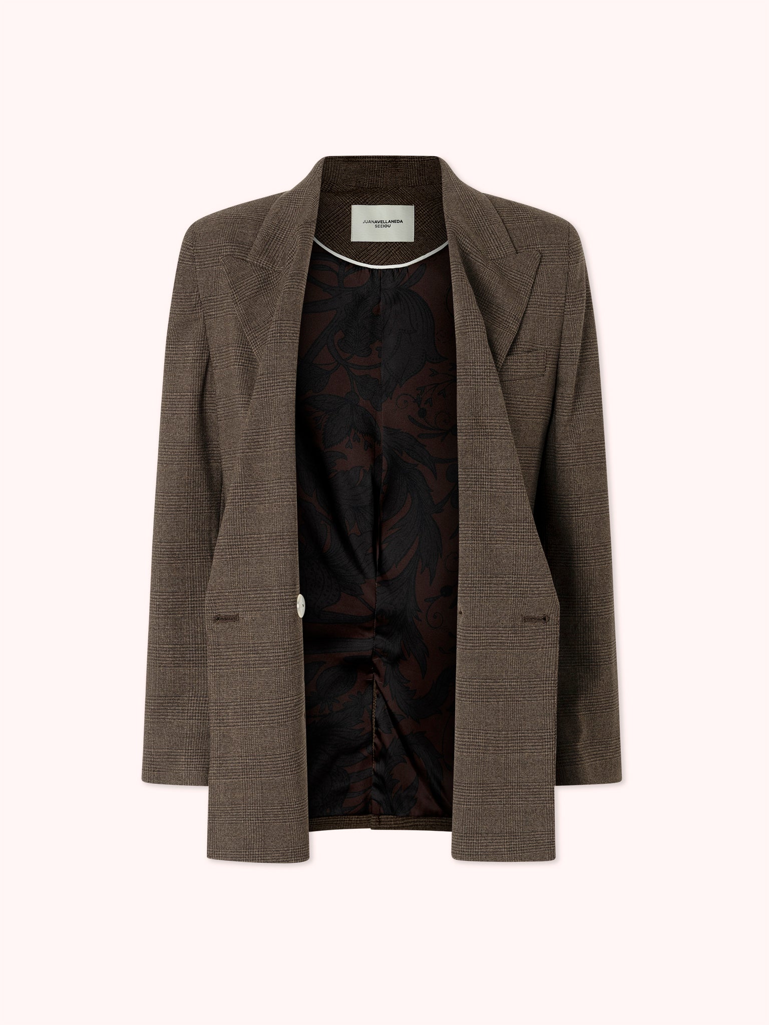 BLAZER CRUZADA DE CUADROS MARRÓN