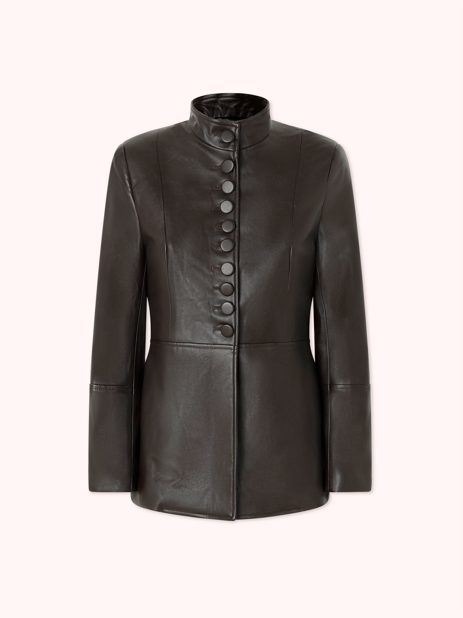 BLAZER CUELLO MAO EFECTO PIEL MARRÓN