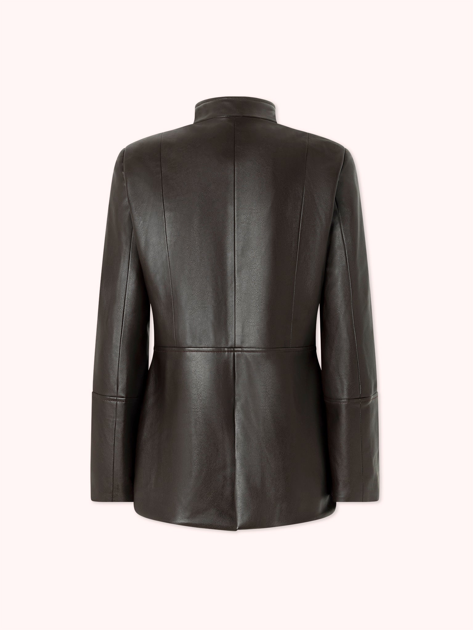 BLAZER CUELLO MAO EFECTO PIEL MARRÓN