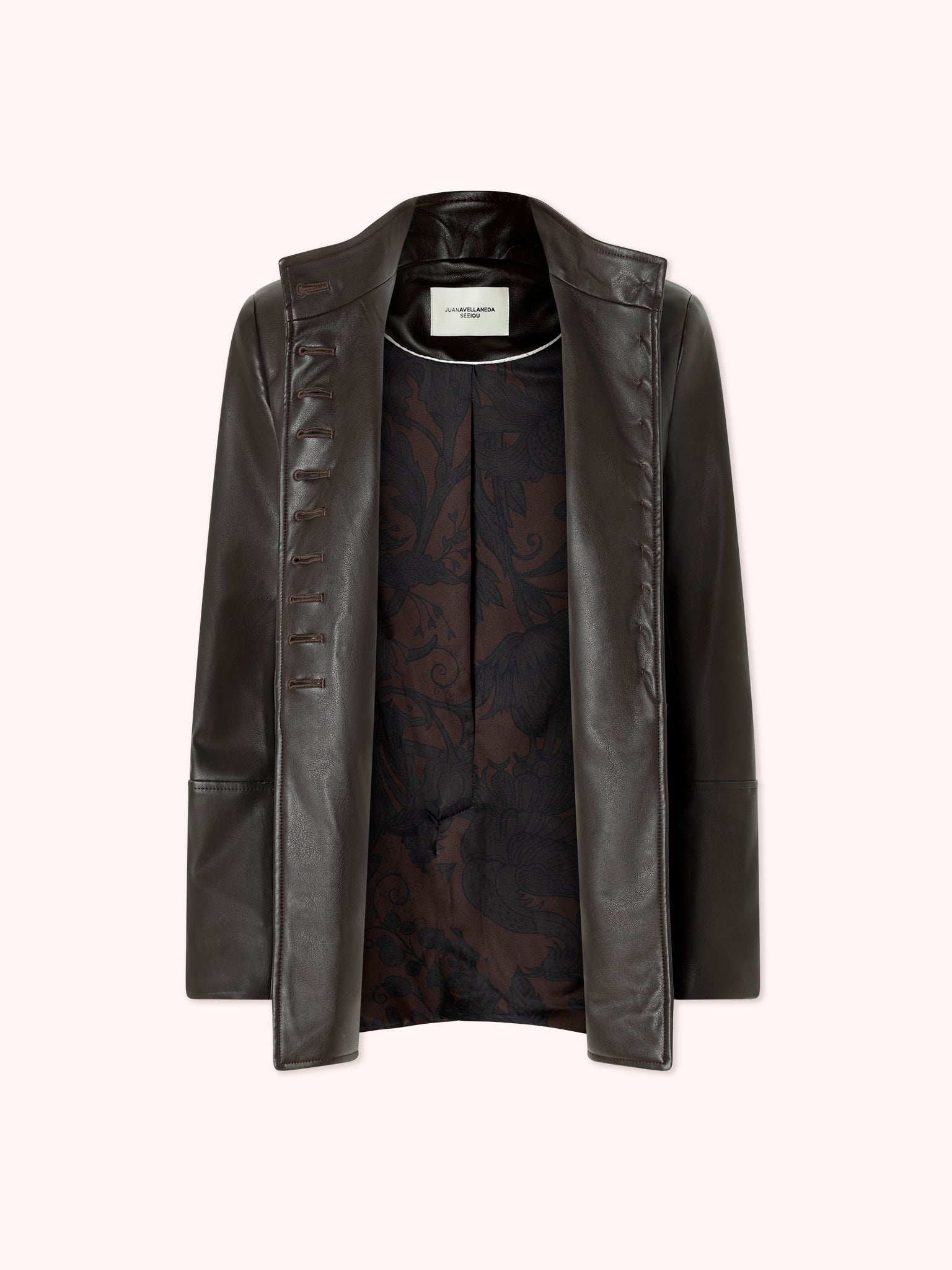 BLAZER CUELLO MAO EFECTO PIEL MARRÓN