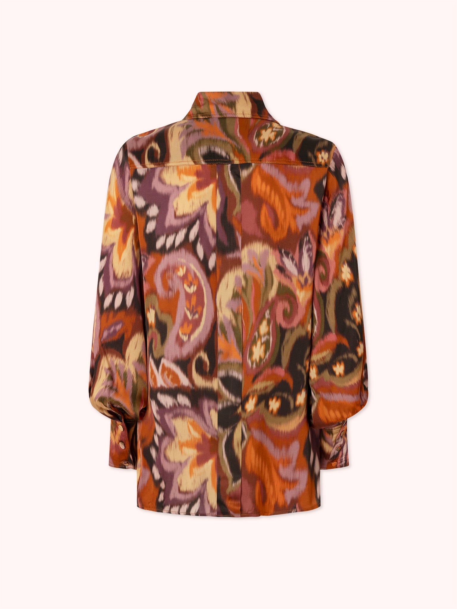 CAMISA MANGA ABULLONADA CON ESTAMPADO IKAT