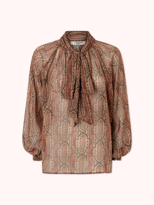 BLUSA LAZADA CON ESTAMPADO ROJO