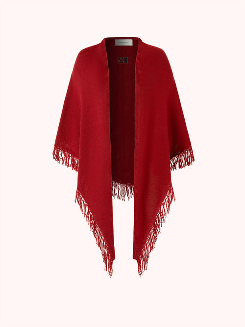 CAPA DE PUNTO FINO CON FLECOS ROJO