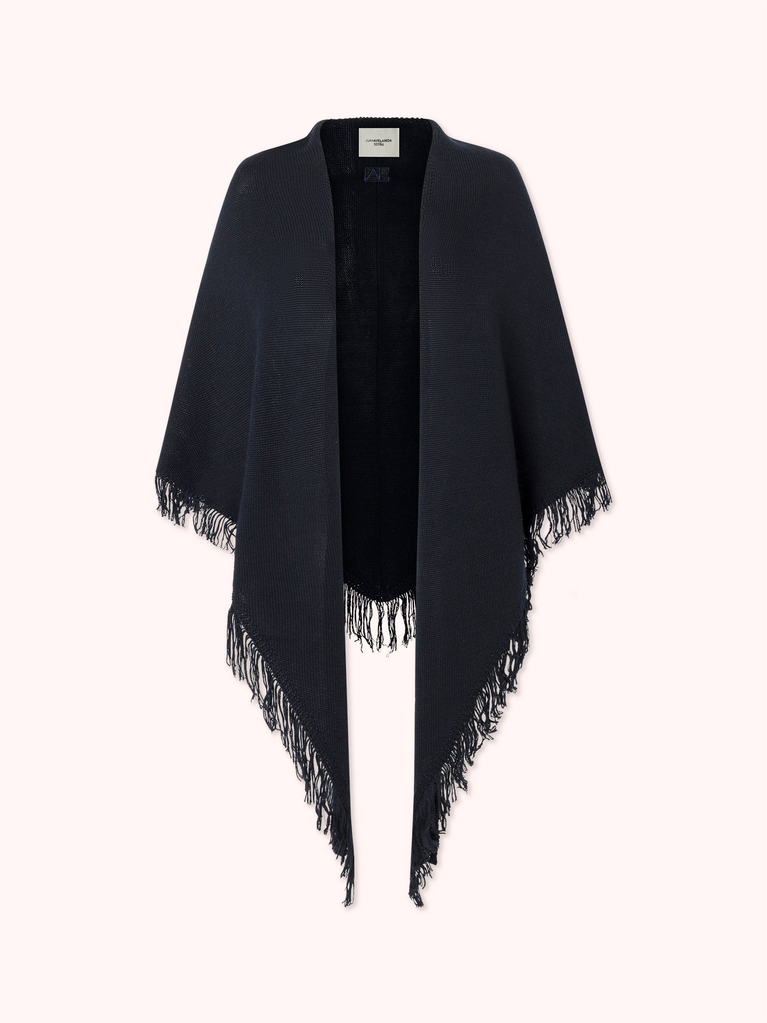 CAPA DE PUNTO CON FLECOS AZUL MARINO