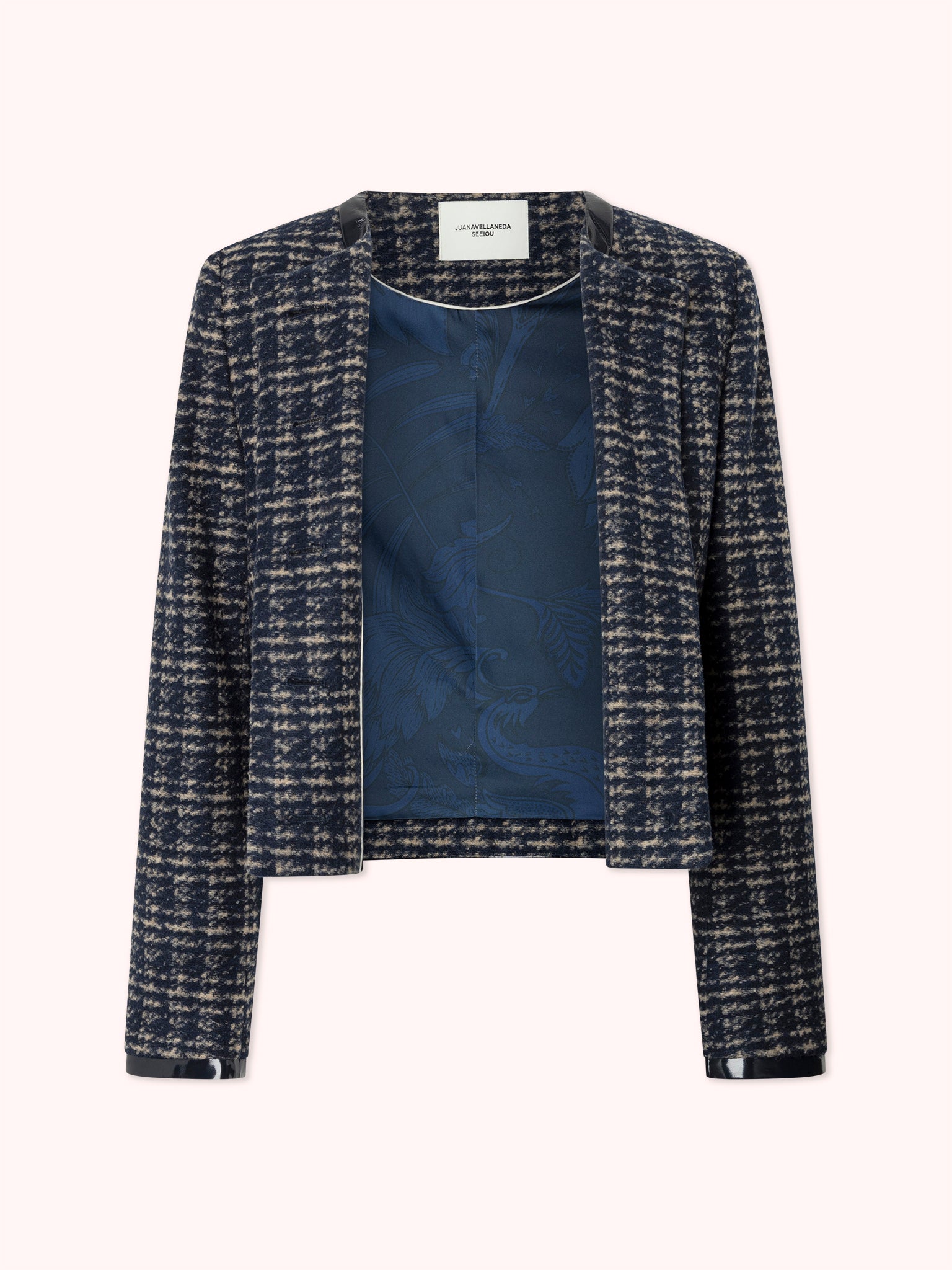 CHAQUETA CORTA DE TWEED AZUL MARINO