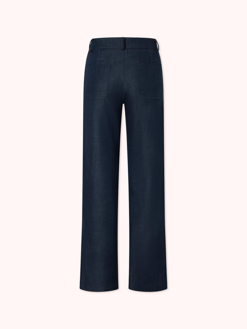 PANTALÓN FLARE CON BOLSILLOS DENIM AZUL MARINO