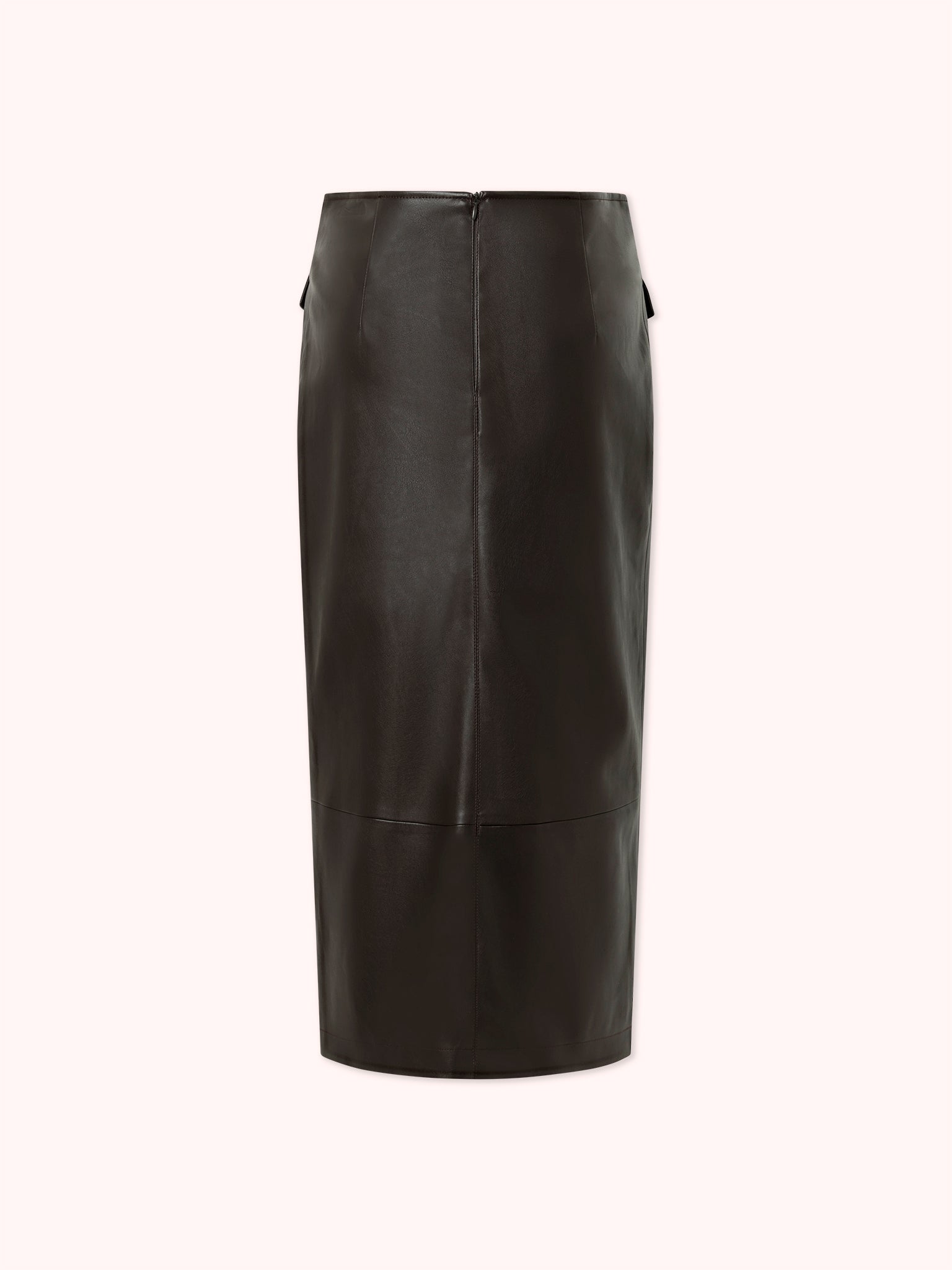 FALDA MIDI CON APERTURA FRONTAL EFECTO PIEL MARRÓN