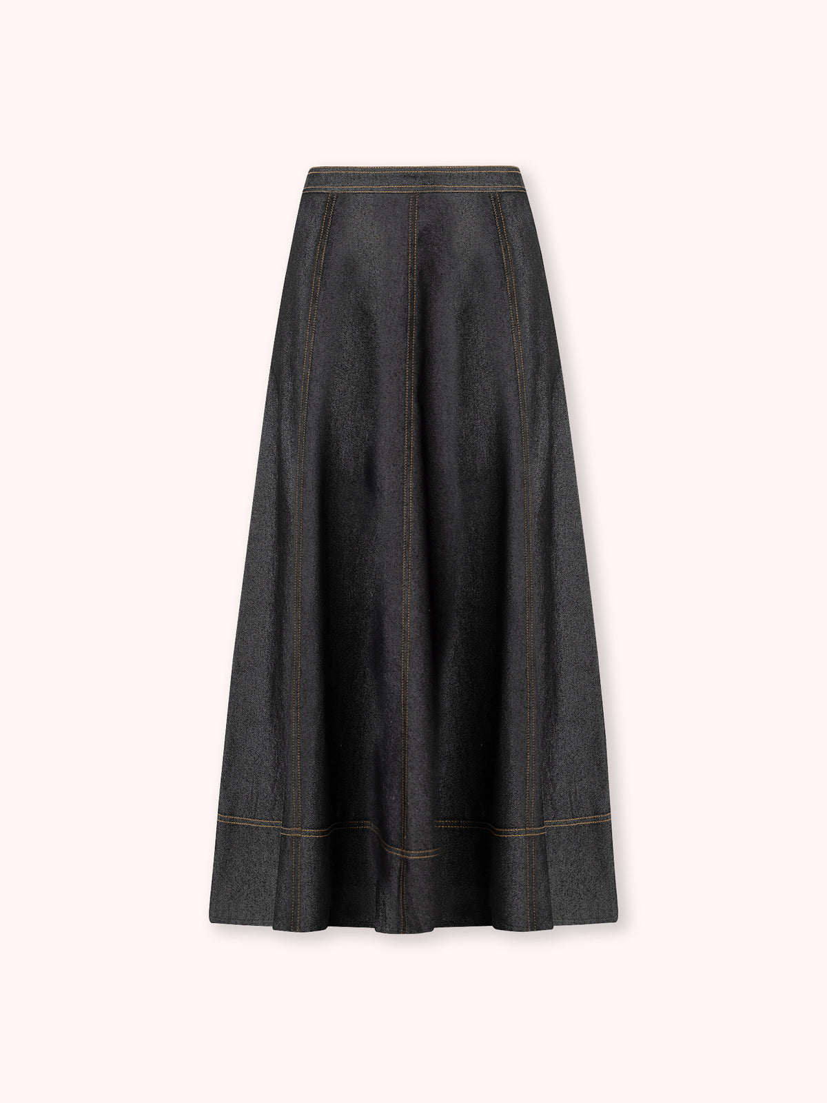 FALDA MIDI DENIM NEGRO