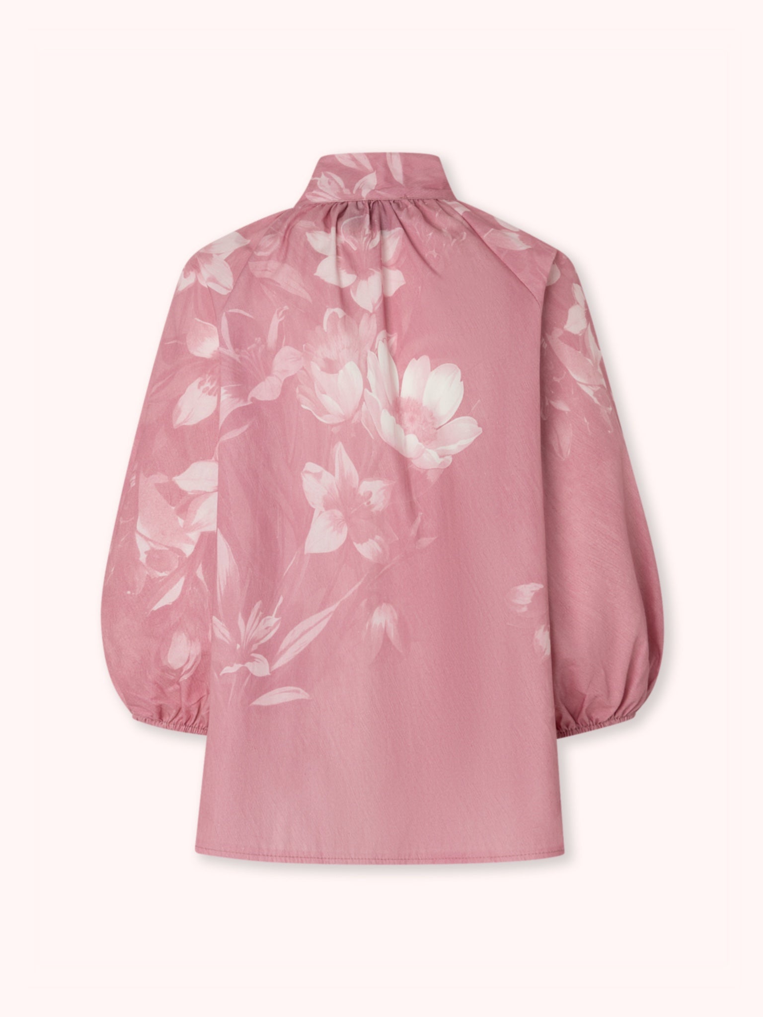 BLUSA MANGA ABULLONADA CON ESTAMPADO FLORAL ROSA