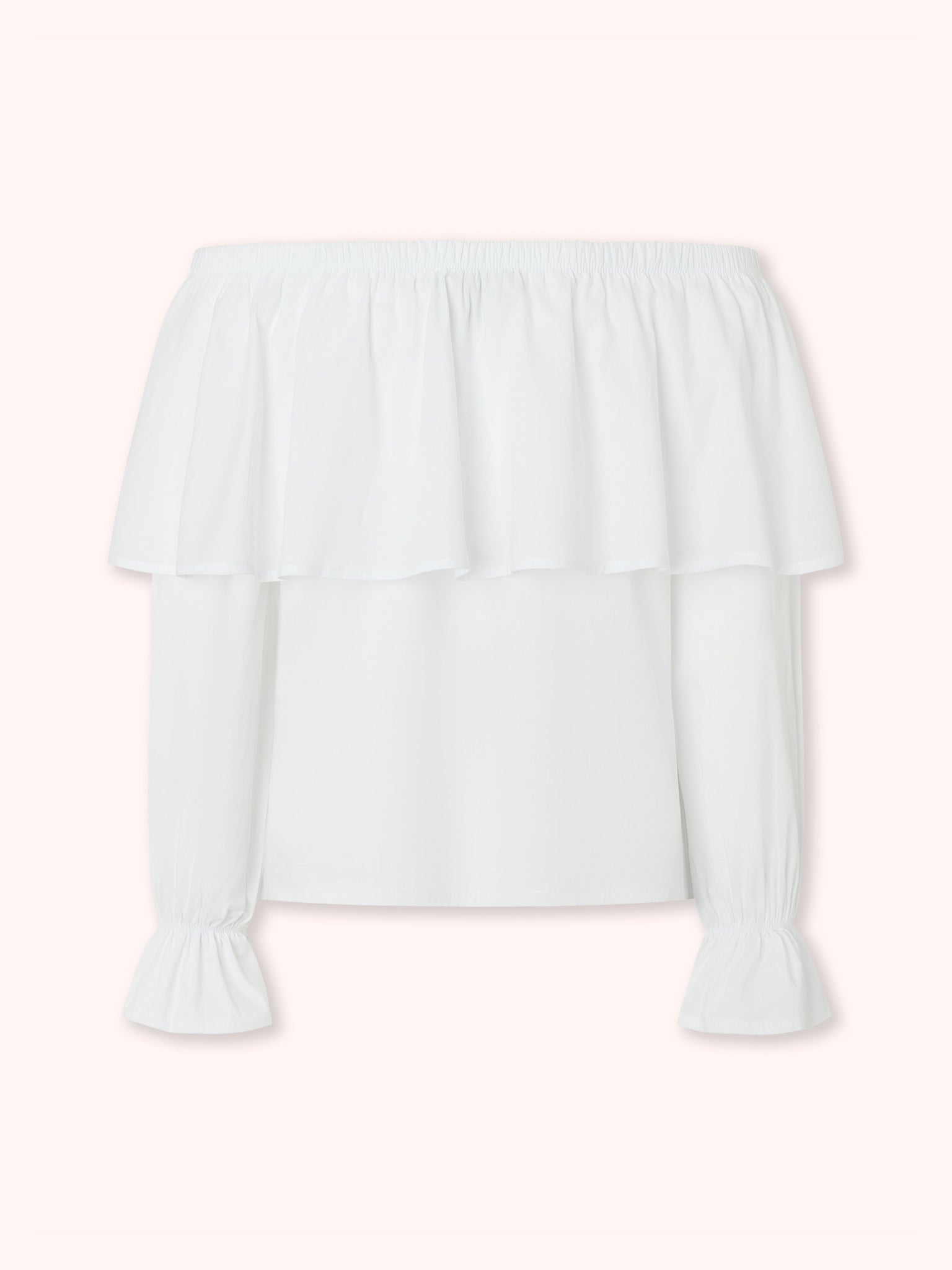 BLUSA OFF SHOULDER CON VOLANTE BLANCA