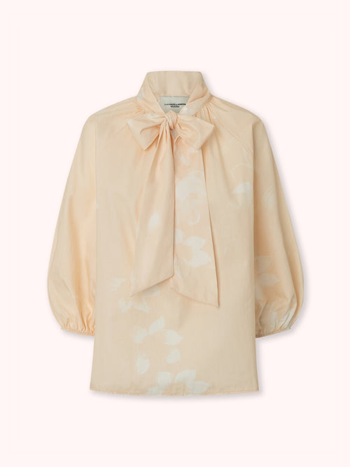 BLUSA MANGA ABULLONADA CON ESTAMPADO FLORAL MANTEQUILLA