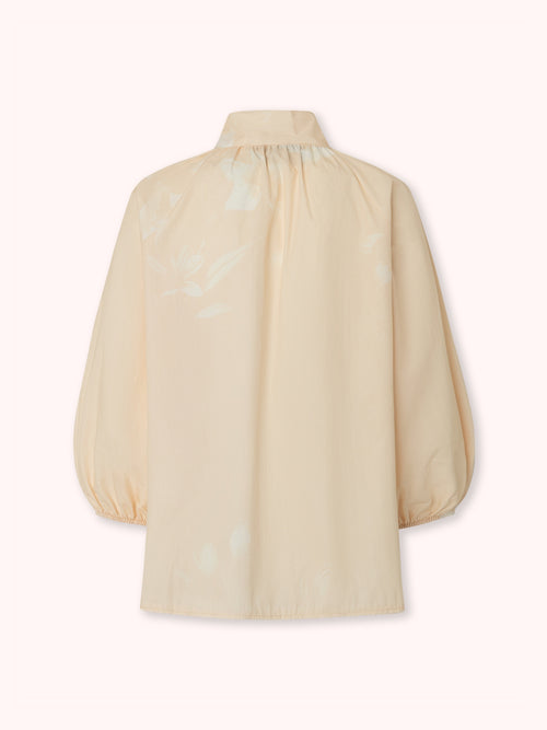 BLUSA MANGA ABULLONADA CON ESTAMPADO FLORAL MANTEQUILLA