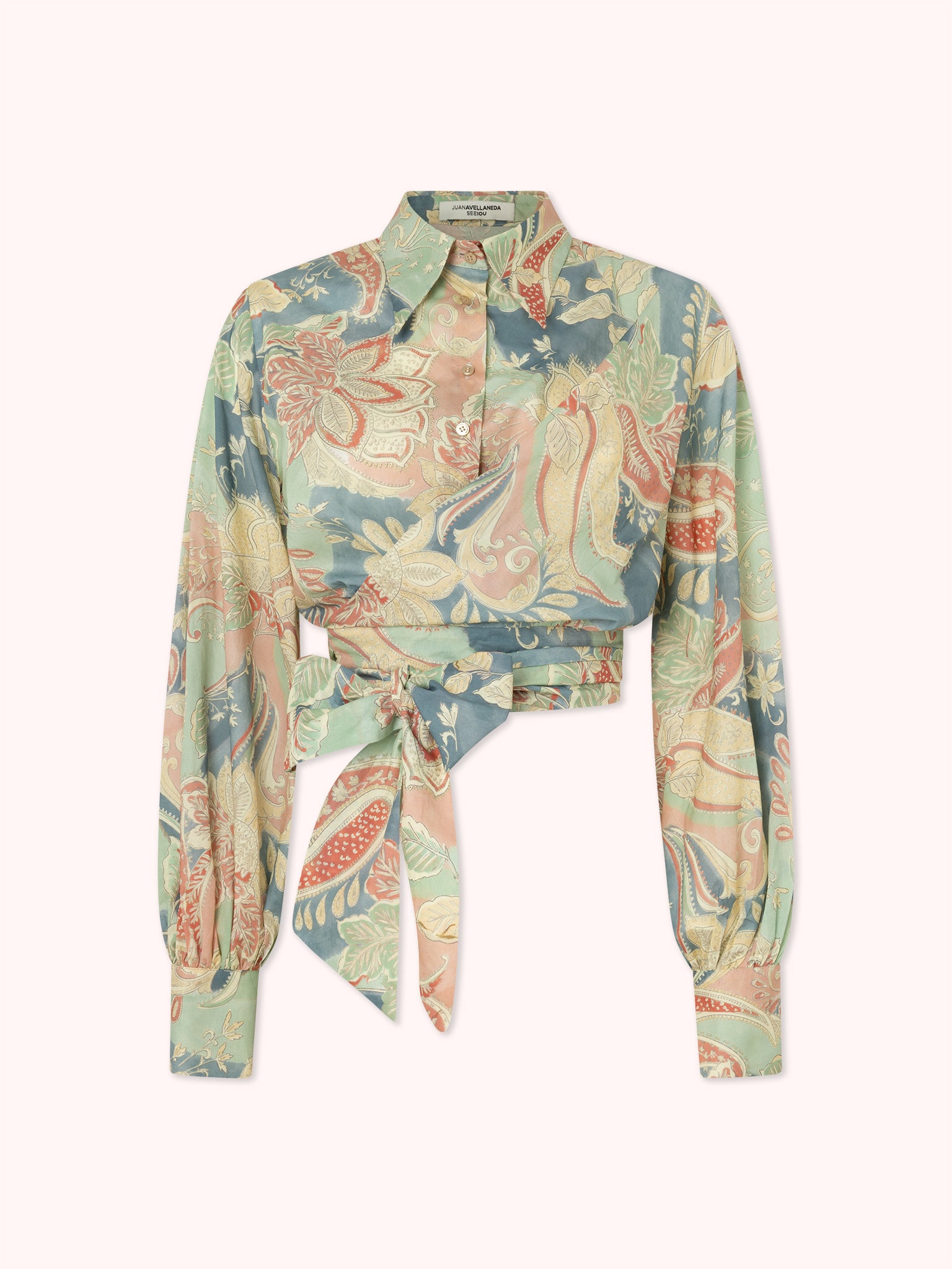 CAMISA CON LAZADA PAISLEY PASTEL