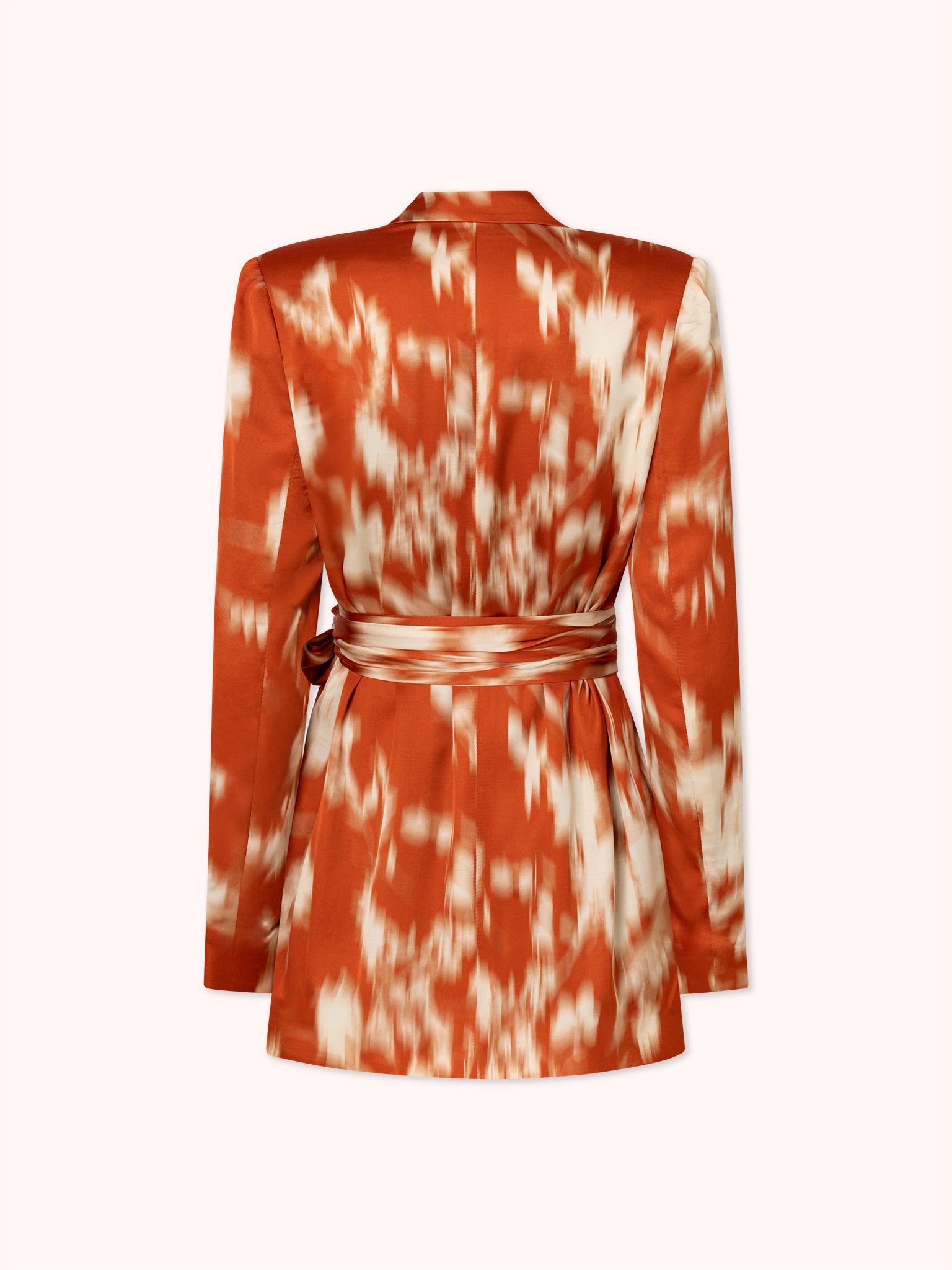 BLAZER SATINADO ESTAMPADO ROJO CON CINTURON DE LAZO