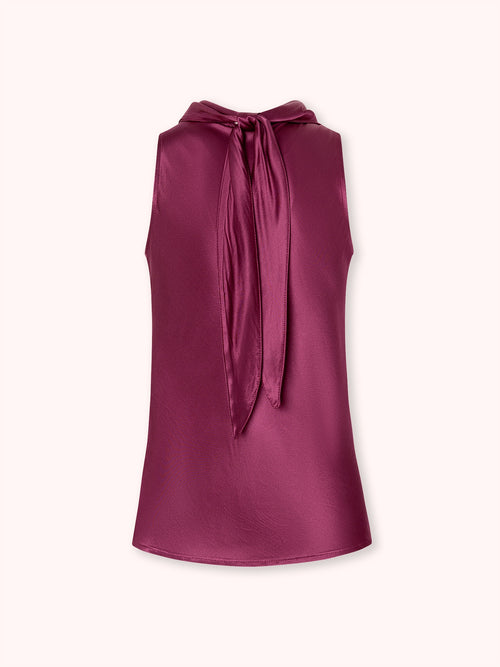 TOP SATINADO CON PAÑUELO MORADO