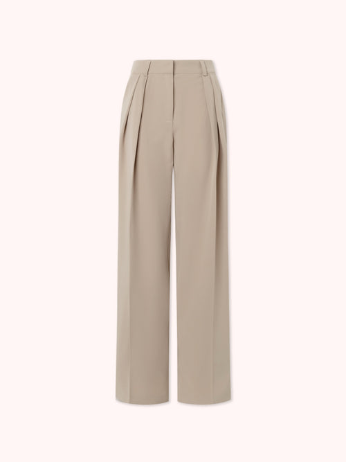 PANTALÓN PALAZZO CON DOBLE PINZA BEIGE