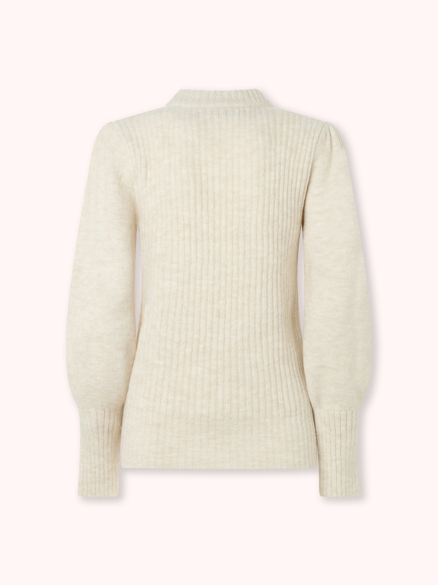 SUÉTER DE PUNTO CON MANGA ABULLONADA FRUNCIDA CRUDO