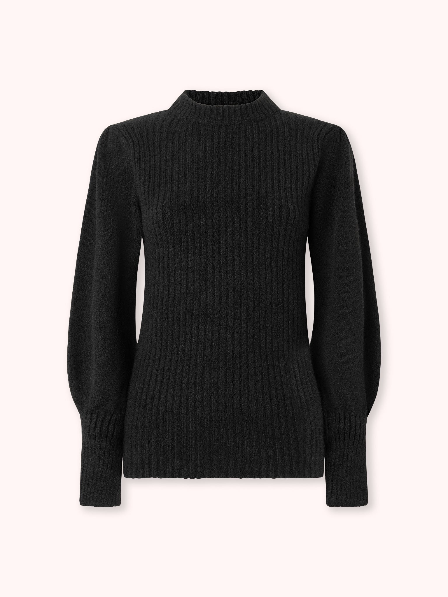 SUETÉR DE PUNTO CON MANGA ABULLONADA FRUNCIDA NEGRO