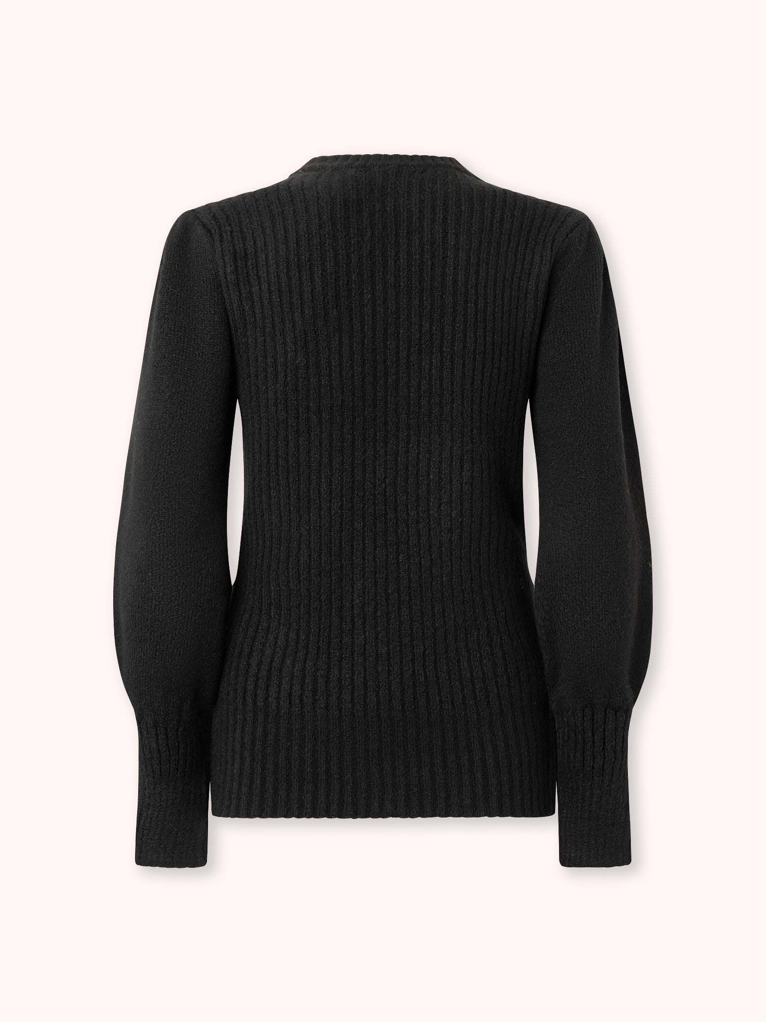 SUÉTER DE PUNTO CON MANGA ABULLONADA FRUNCIDA NEGRO