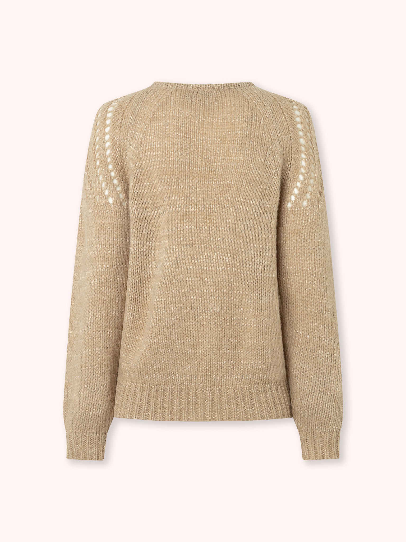 SUÉTER DE PUNTO CALADO CON CUELLO REDONDO BEIGE