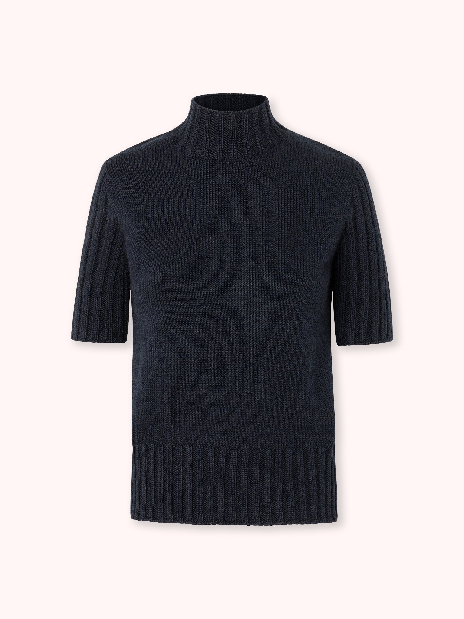 SUÉTER MANGA CORTA CON CUELLO ALTO AZUL MARINO